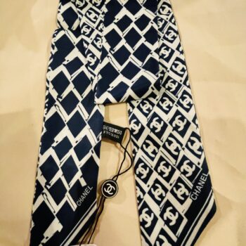 Chanel Inspired Navy Silk Scarf