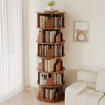 360 Degree Rotating Wooden Bookshelf